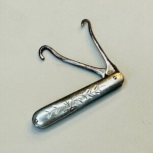 Edwardian Antique Sterling Silver Cased Button & Shoe Hook